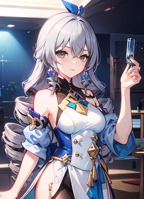 <lora:B-t1-000007:0.7>, ph bronya, 1girl, solo, earrings, long hair, drill hair, grey eyes,