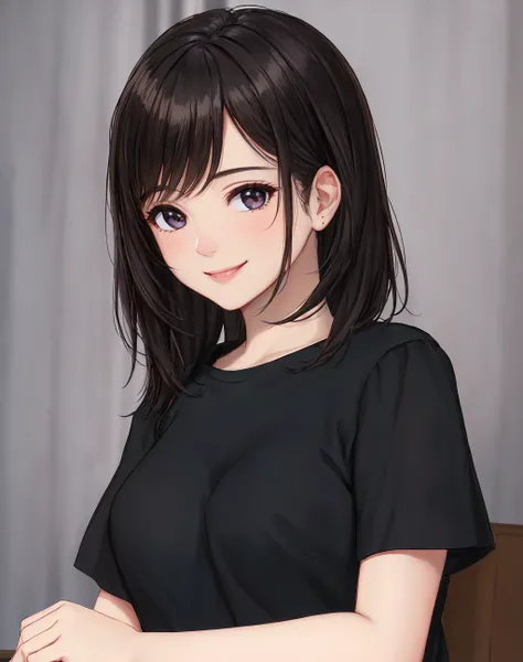 Masterpiece, absurdres, fine detail, HDR, highly detailed face and eyes, photorealistic, smiling, <lora:petite_doll:0.75>,beautiful petite_doll, a woman in a black top and a man in a white shirt ,perfect petite_doll face, perfect petite_doll body, cowboy s...