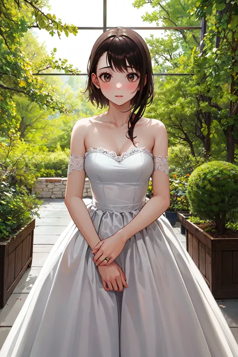 masterpiece, best quality, highres, ondr, 1girl, <lora:onodera_kosaki_v1:0.7>, wedding dress, cowboy shot,