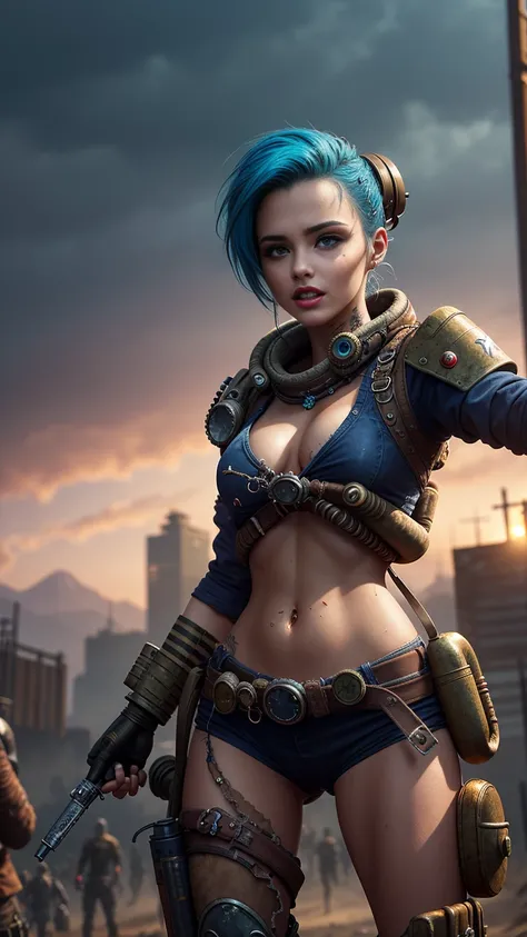 (masterpiece), (best quality), (postapocalypse:1.2), swiss woman supermodel,  Royal blue hair, and Updo, Tall body,  Standing tall pose,  good hand,4k, high-res,  finely detailed skin, sharp focus, (dramatic lighting), night, soft lighting, dynamic angle, ...