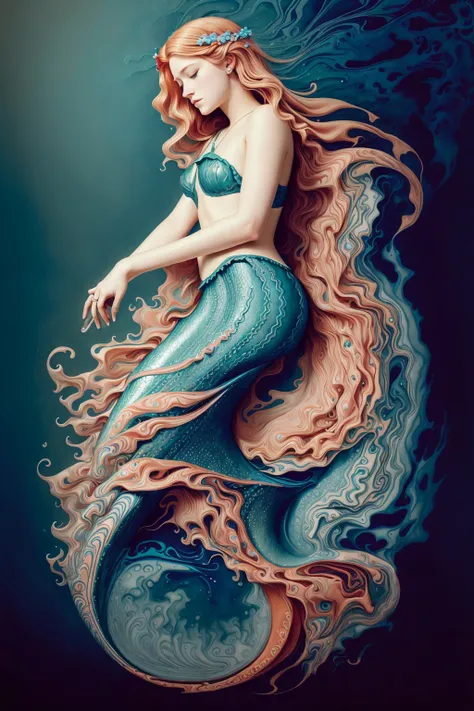 AshleyCipher as a (((mermaid))), official art, unity 8k wallpaper, ultra detailed, beautiful and aesthetic, masterpiece, best quality, (zentangle, mandala, tangle, entangle), (fractal art:1.3) , 1girl, extremely detailed, dynamic angle, cowboyshot, the mos...