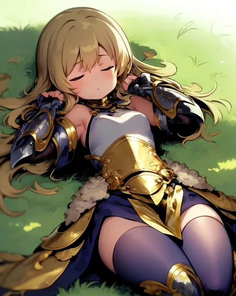 <lora:etrianv2:1>
a paladin girl sleeping on a grassy knoll