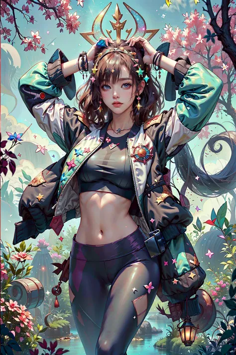 <The meaning of life is to find your gift. The purpose of life is to give it away>
1girl, young, ((leggings, retro bomber jacket 80s)), solo, official art, unity 8k wallpaper, ultra detailed, beautiful and aesthetic, masterpiece,best quality, glowing skin,...