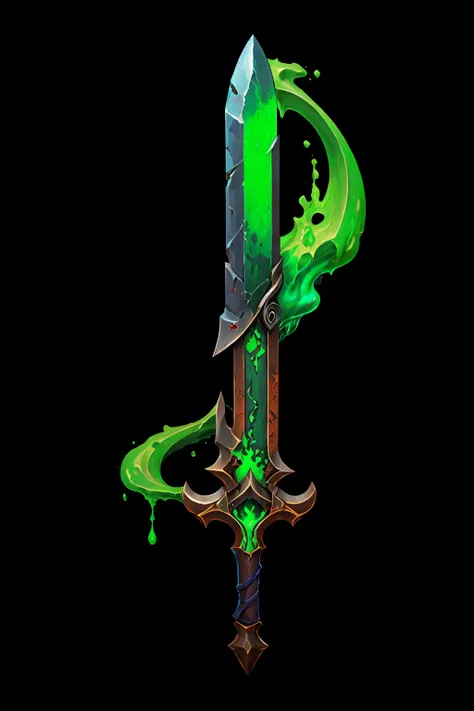 game art of poisoned sword in painting comix art style, <lora:pecha_swords_lora_v1-000004:0.8>, best quality, trending on artsta...