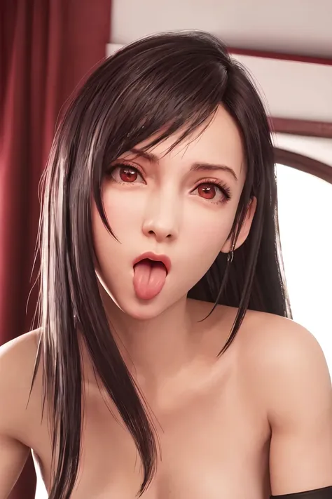 (8k, best quality, masterpiece:1.2),(ultra-detailed), (high quality:1.3), (high resolution),detailed hair, sharp focus,tifa lockhart, 1girl,<lora:ahegao_v1:0.7>ahegao,rolling eyes,blush,tongue out,drooling, saliva,blush,(bare shoulders:1.2),