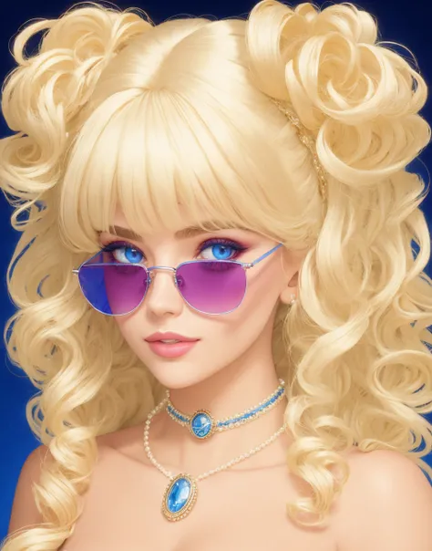 4K, Masterpiece, highres, absurdres, blonde Nadia with a choker and sunglasses, <lora:Nadia:0.3>
1girl, solo, looking at viewer, blue eyes, blonde hair, ribbon, jewelry, hair ribbon, necklace, makeup, lipstick, portrait, eyeshadow, curly hair, realistic, p...