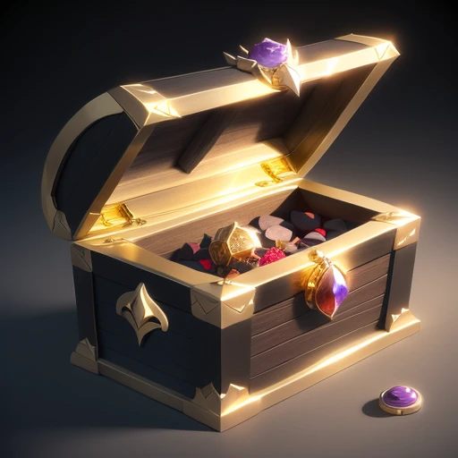 a close up of a chest with a lot of stuff inside