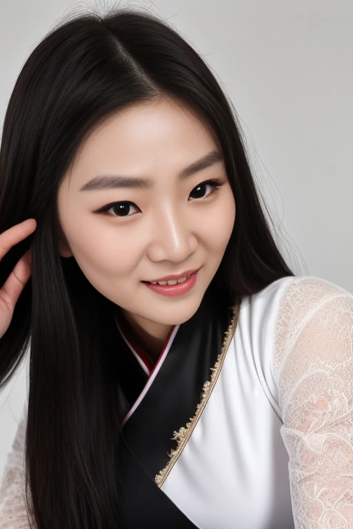 (sfw:1.2) and Anya01 and <lyco:Anya01V30:0.6> and (A young 20 year old Chinese woman in a beautifully black designed Embroidered cheongsam) and (Detailed face) and (She looks at the camera with a natural smile) and she has symmetrical eyes and (aegyo sal) ...