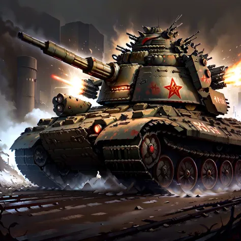 <lora:sovietpunkaiv2:.9>  sovietpunkai battle tank