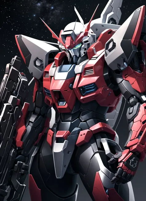 (red and black mecha), gundam, holding rifle, explosion, laser, robot,
masterpiece,best quality,ultra-detailed,very detailed illustrations,extremely detailed,intricate details,highres,super complex details,extremely detailed,cowboy shot, caustics,reflecti...