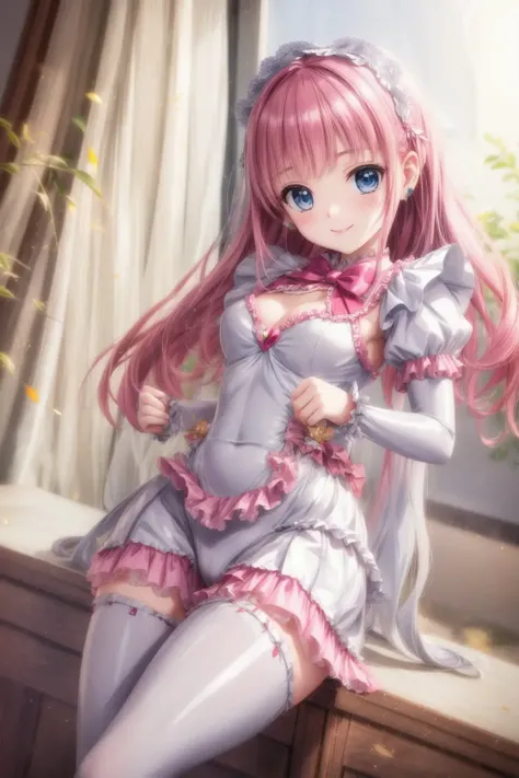 nsfw, ((precure wearing white harajuku fashion)), (textile shading yumekawa color latex suit with pvc sissy frills), (pink leather BDSM), (high resolution), (cinematic lighting), fullbody, best quality portrait, (kawaii girl), seductive smile, blush cheeks...