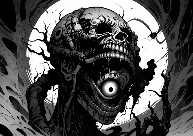 best quality,masterpiece,<lyco:itostylelora:0.6>,junji ito style,inked,horror manga,giger,the eyeball orchestra,