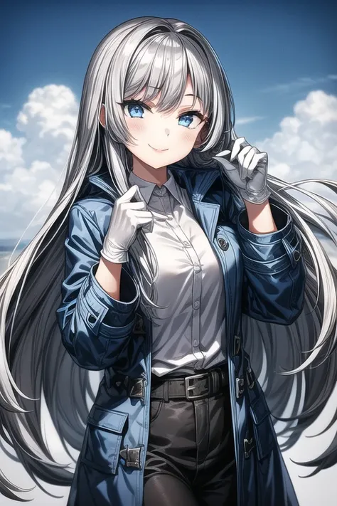 1girl, blue_eyes,coat,long_hair, open_mouth, silver_hair, very_long_hair,white shirt,smile,white glove,closed mouth,
BREAK <lora:flat1:-1:OUT04-11>