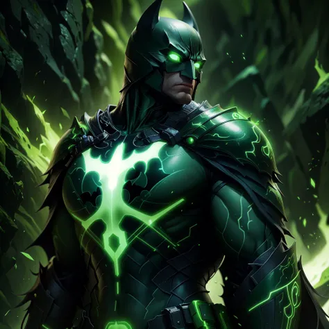 A batman with green gl0w1ngR