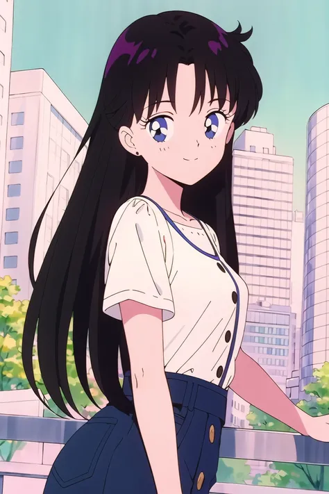 best quality, masterpiece, <lora:smv1-10:1>, 1girl, looking at viewer, light smile, ,upper body, city,