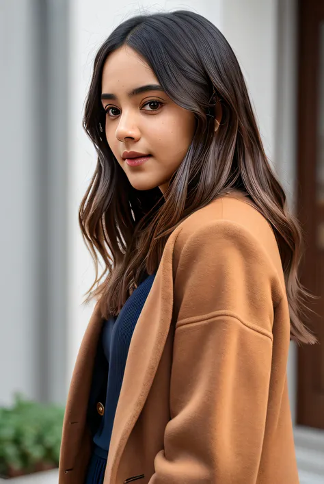 photo of (Abh1l4sh401:0.99), a woman, RAW, close portrait photo, long brown coat, (high detailed skin:1.2), 8k uhd, dslr, soft lighting, high quality, film grain, Fujifilm XT3 sharp focus, f 5.6