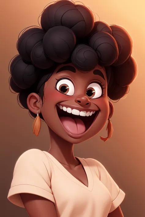 masterpiece, best quality,a black woman laughing, toothy expression