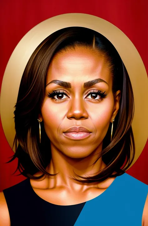 photograph, a face and bust portrait of michelle obama, abstract artistic background, high quality, , sharp focus, natural skin texture, highly detailed face, masterpiece, absurdres, (by arny freytag)