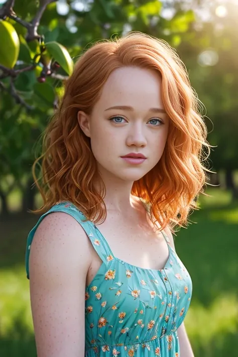 portrait of DEN_liv_hewson wearing a dress in an orchard on a sunny day,
freckled, freckles,
summer dress, floral dress, clothed, god rays, dust, lens flare,
masterpiece, high detail, detailed, photorealistic, beautiful eyes,