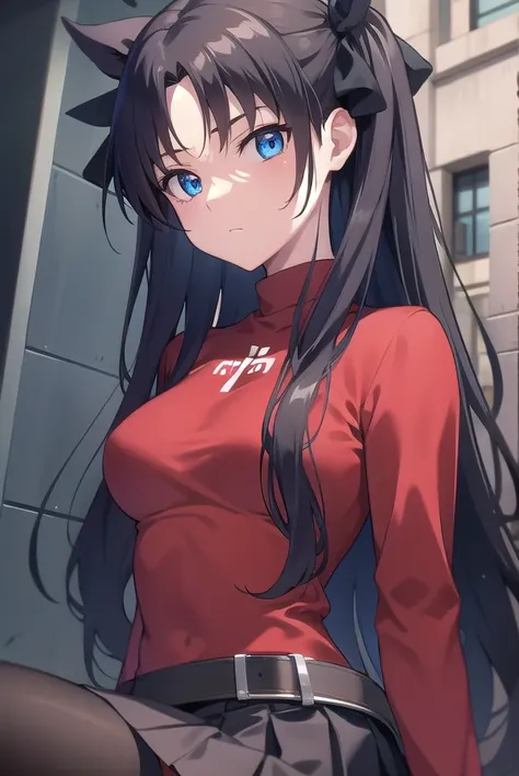 rintohsaka, <lora:rintohsakatest:1>, rin tohsaka, aqua eyes, black hair, hair ribbon, long hair, ribbon, sidelocks, two side up,...