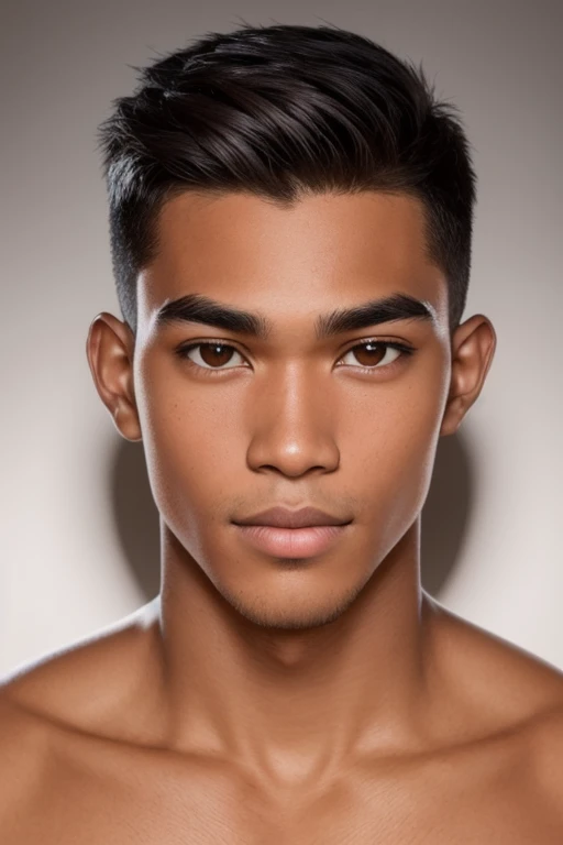 full body of a faux traditional media Abstract of a Lanky Pacific Islander man male with Dark complexion, Diamond-shaped face, ___custom/people/jawline_shapes__, Hawk-like nose , (looking at the viewer:1.9), Mahogany hair, Sparkling eyes, Neat eyebrows,...