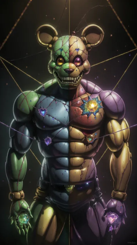 bonnie fnaf, rainbow springtrap, muscular animatronic, inside home, Springtrap, Nightmare Springtrap, realistic springtrap, fnaf springtrap, creepy springtrap, realistic springtrap, (rainbow bloody veins growing and intertwining out of the darkness), Sprin...