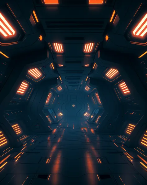 a sci - fi spaceship interior with a bright light coming from the ceiling , futuristic, 8k, cinematic