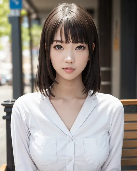 pureerosface_v1, best quality, photorealistic, 8k, high res, full color, 1girl, woman, 20 years old woman, (closed mouth:1.73), (skindentation), (portrait:0.6), trees, park bench, daylight, ((park background:1.52)), full color, ((whitebuttonedshirt:1.58)),...