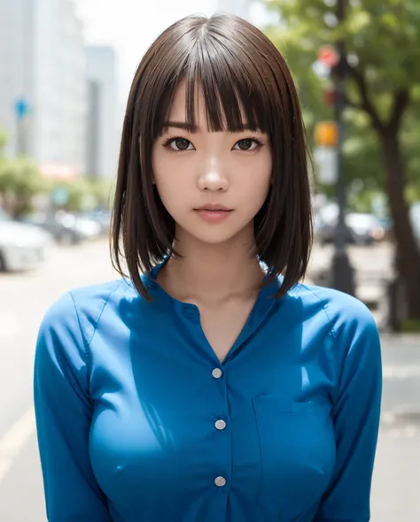 pureerosface_v1, best quality, photorealistic, 8k, high res, full color, 1girl, woman, 20 years old woman, (closed mouth:1.73), (skindentation), (portrait:0.6), trees, park bench, daylight, ((park background:1.52)), full color, ((whitecollar,shirt buttoned...