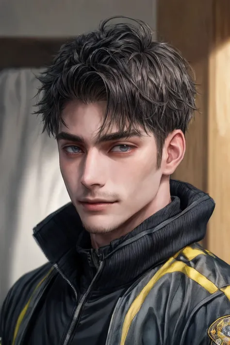 (Absurdres, Absurd Amount of Details, Intricate Details, Masterpiece, Best Quality, High Resolution, 8k), (1man), (male:1.2), masked face, finely detailed eyes and face, slim body, rugged yet refined appearance, fair complexion with boy-next-door charm, bi...