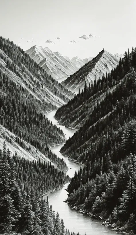 <lora:Drawing1:1> (style by NTY:1.2), drawing, landscape mountains