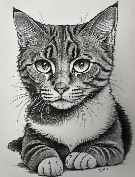 <lora:Drawing1:0.86> (style by nty, drawing:1.2), a cat