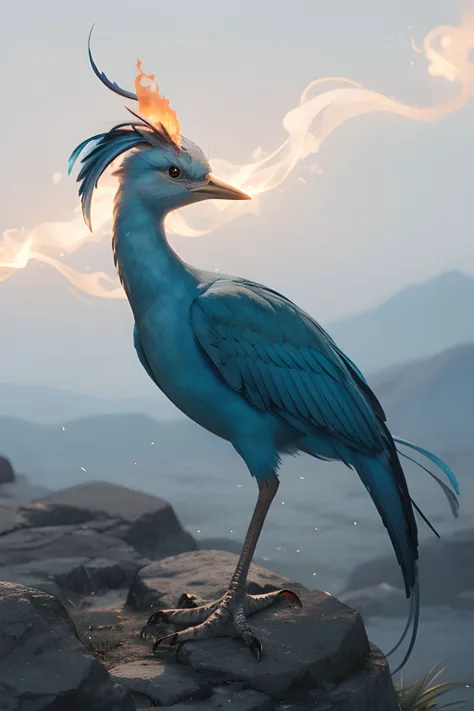 there is a bird with a blue head and a long beak