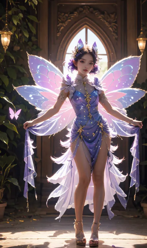 <lora:tcth-fairy:0.6> fairy, butterfly_wings,gem,standing,full body,vibrant colors,stunning environment ,soft lighting,gorgeous ...