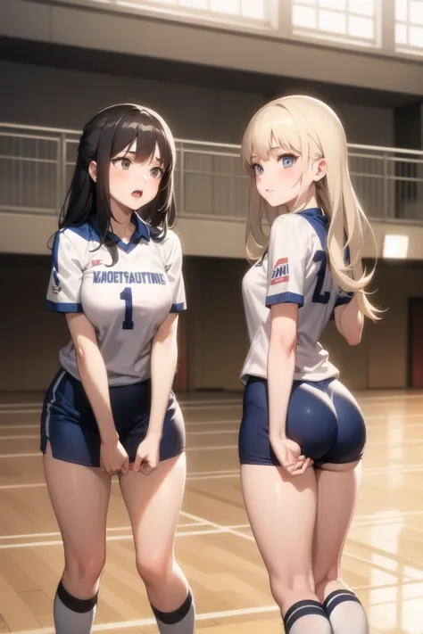 <lora:school_gym_v0.1:1>
school gym, 2girls, volleyball uniform,, masterpiece, best quality, highly detailed