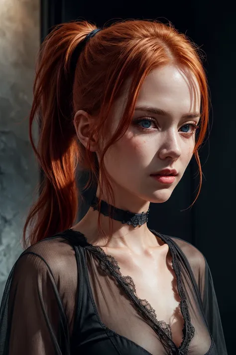 <lora:detailer:1> ,(8k, RAW photo, highest quality),(epic realistic:1.5), a girl, dynamic posture,erotic face,black see-through shirt, choker, (detailed eyes:0.8),(looking at the camera:1.4), (highest quality), (best shadow),intricate details,cinematic,((s...