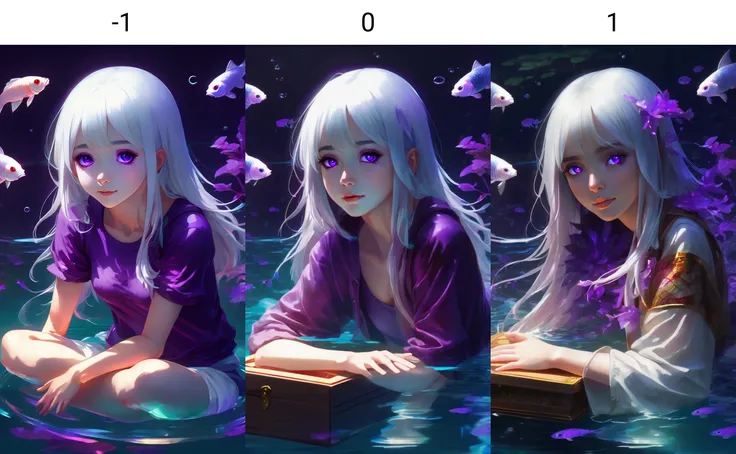 <lora:neg4all_xl_bdsqlsz_V4:-1>
[(Transparent background:1.5)::5],illustration, 1girl,solo,mysterious,vivid color,shiny, underwater transparent sealed hemispherical glass dome, (white hair),(purple eyes), full body,barefoot,long hair tranquil nature, koi,U...