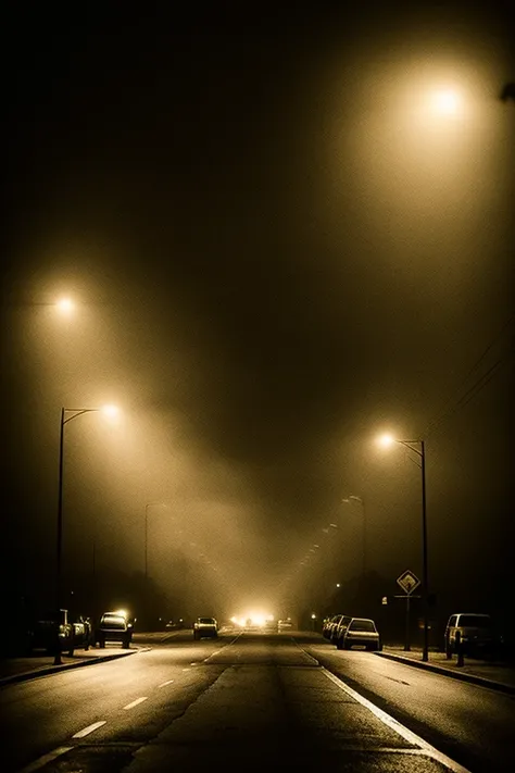 barnum-sepia city traffic, night, rimlight,  dusty, product photo, rusty,
(smoky dim mist) , cracked and greasy, moonlight , sepia tones, street