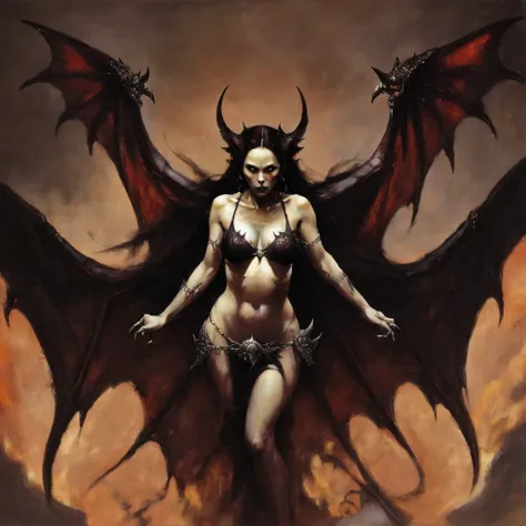 <lora:fr4z3tt4:0.75>fr4z3tt4 woman demon wings