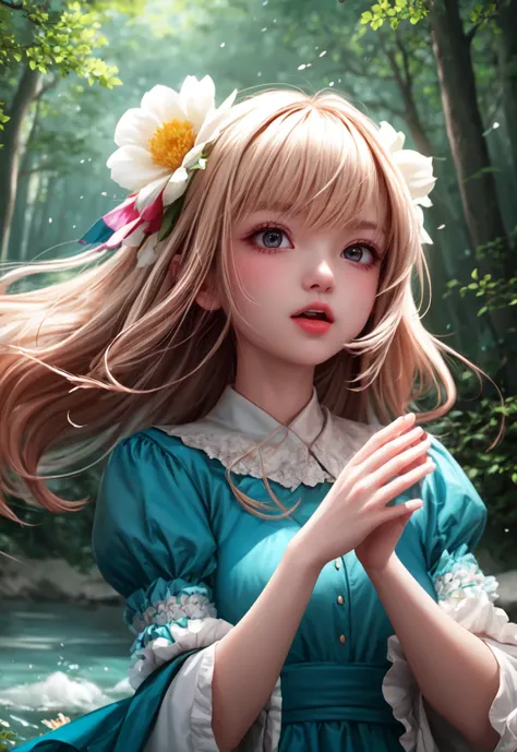 girl in a forest with floating flowers, river, puffy, puffy cheeks, cute,
vibrant colors, colorful art style, 
soft lighting, soft shadows, detailed textures, dynamic lighting,  
nice hands, perfect hands, 
<lyco:GoodHands-beta2:1.0> 
<lora:add_detail:1>