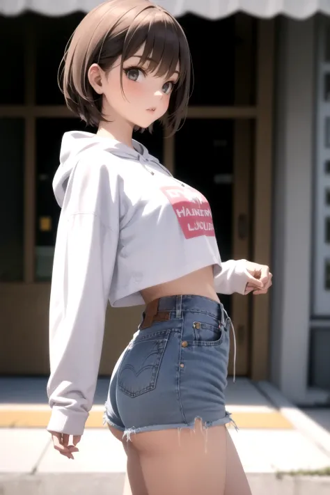 <lora:denim_shorts_v0.2:1>
1girl, high-waist shorts, cutoffs, from side, looking at viewer, hoodie,, masterpiece, best quality, highly detailed
