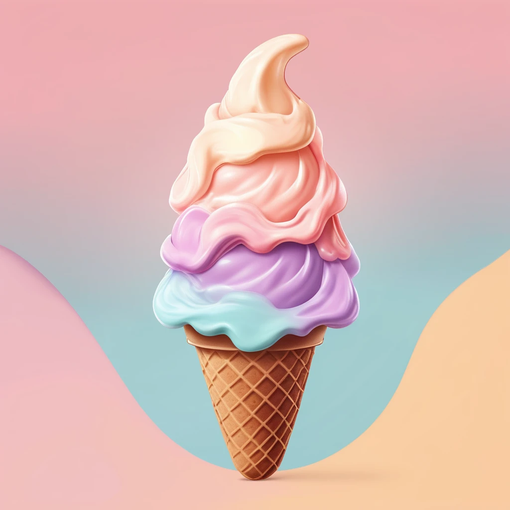 A logo for an ice cream brand, melting ice cream, pastel colors., LogoRedAF, <lora:LogoRedmond_LogoRedAF:1>