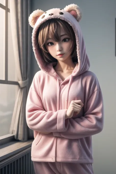 Style: { (masterpiece, (best quality:1.4) , highres, 8k resolution, more detailed), ((anime style)), 3D render, (figure) }; BREAK
Composition: { at room, bear pyjama kigurumi }; BREAK
Apperiances: { ((1girl)), cute pose. big eyes, ((looking away)) }; BREAK...
