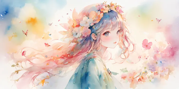 absurdres, highres, ultra detailed, (1girl:1.3), kawaii
BREAK
, watercolor style, soft blending, dreamy washes, delicate textures,