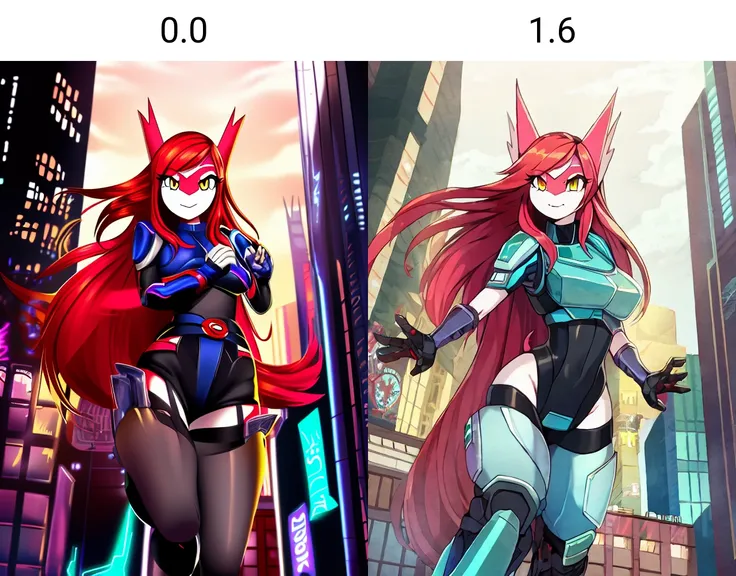 female anthro latias, pokemon, cyberpunk armor, yellow eyes, long red hair, looking at viewer, front view, three-quarter portrait, flying, clothed
BREAK
(masterpiece, best quality:0.0), detailed background, city background
<lora:fluffyrock-quality-tags-v0....