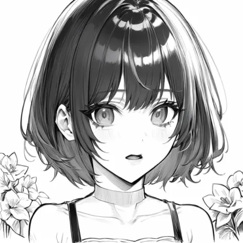 LineAniAF,
best quality, anime girl, bob cut hair, sleeveless solid T-shirt, plaster patch with print on a nose, dark lips, closed mouth, manga, (lineart), (monochrome), (colorless)
, <lora:Lineart-LineAniAF-LessSize20:1>