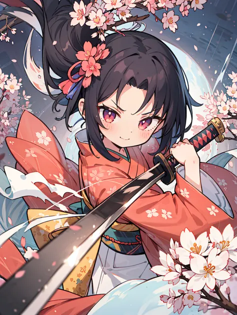 best quality, (kawaii:1.1), (cute), (high resolution:1.2), incredibly absurdres:1.3, incredibly fine illustration
BREAK
face focus, 1girl, kimono, solo, black hair, long hair, (katana:1.4), (fighting:1.2), dynamic angle, smirk, (dynamic angle:1.2) (kawaii ...