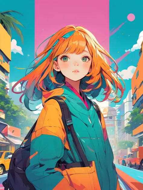 absurdres, highres, ultra detailed, (1girl:1.3), kawaii
BREAK
, color blocking, bold contrasts, geometric shapes, flat colors, minimalist design, modern aesthetic, striking visuals