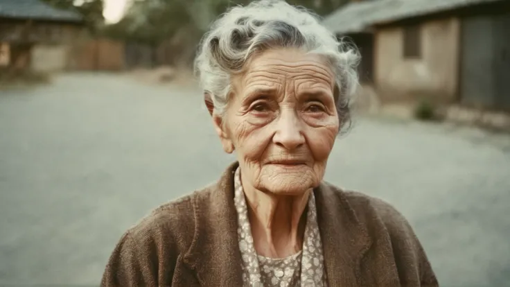 AnalogRedmAF,
Vintage Photograph, Elderly Woman Portrait, Analog Film, Wearing Time-worn Clothes, 1950s, Soft Lighting, Wrinkled Skin Texture, Simple Background, Rule of Thirds Composition, Visible Grain, Shallow Focus, Amelia Earhar
, <lora:AnalogRedmond-...