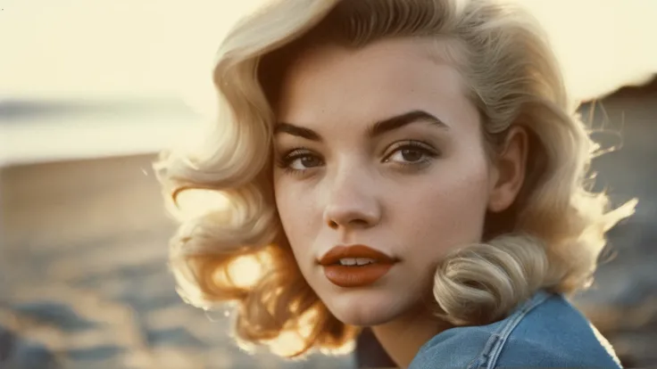 AnalogRedmAF,
Teenage Girl Portrait, Analog Collodion, Dreamy Expression, 1960s, Sunset Lighting, Denim Texture, Beach Background, Spiral Composition, Organic Grain, Soft Focus on Lips, Marilyn Monroe
, <lora:AnalogRedmond-AnalogRedmAF-Repet5-100-NewMulti...